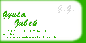 gyula gubek business card